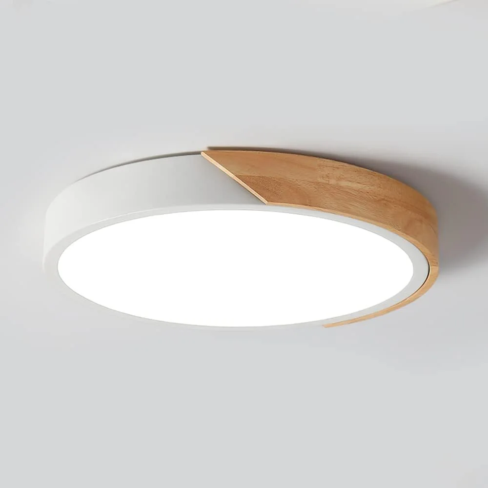

LED Ceiling Light Modern Nordic Round Lamp Wooden Home Living Room Bedroom Study Surface Mounted Lighting Fixture Corridor Light