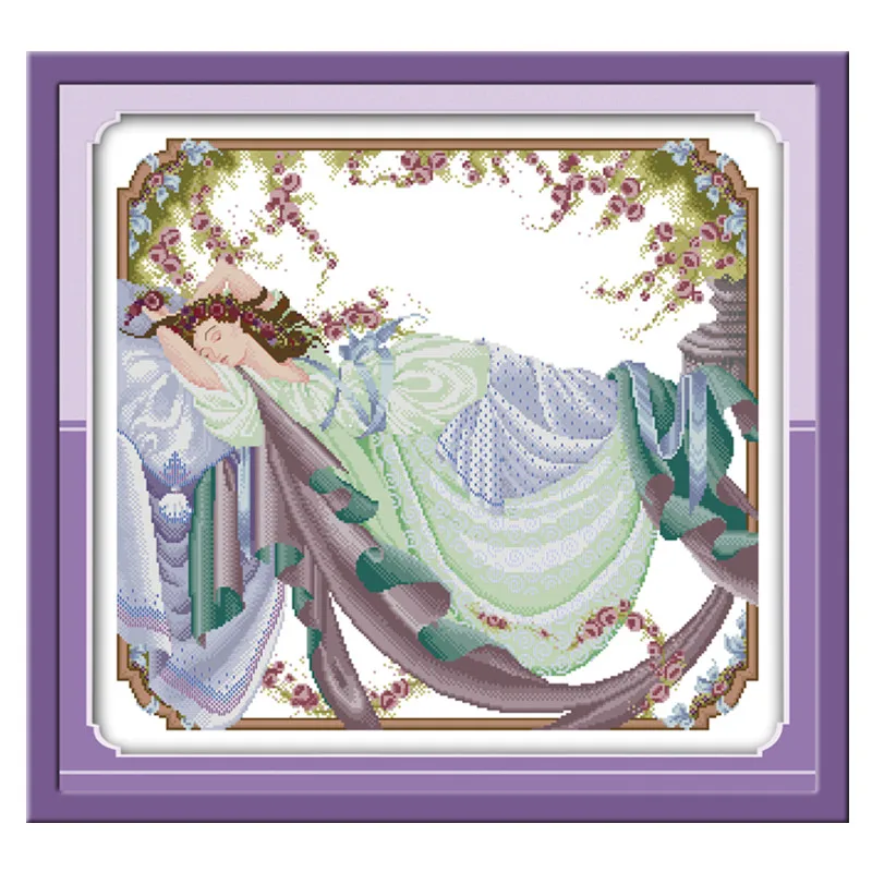 

Sleeping Beauty(1) cross stitch kit people 18ct 14ct 11ct count print canvas stitches embroidery DIY handmade needlework