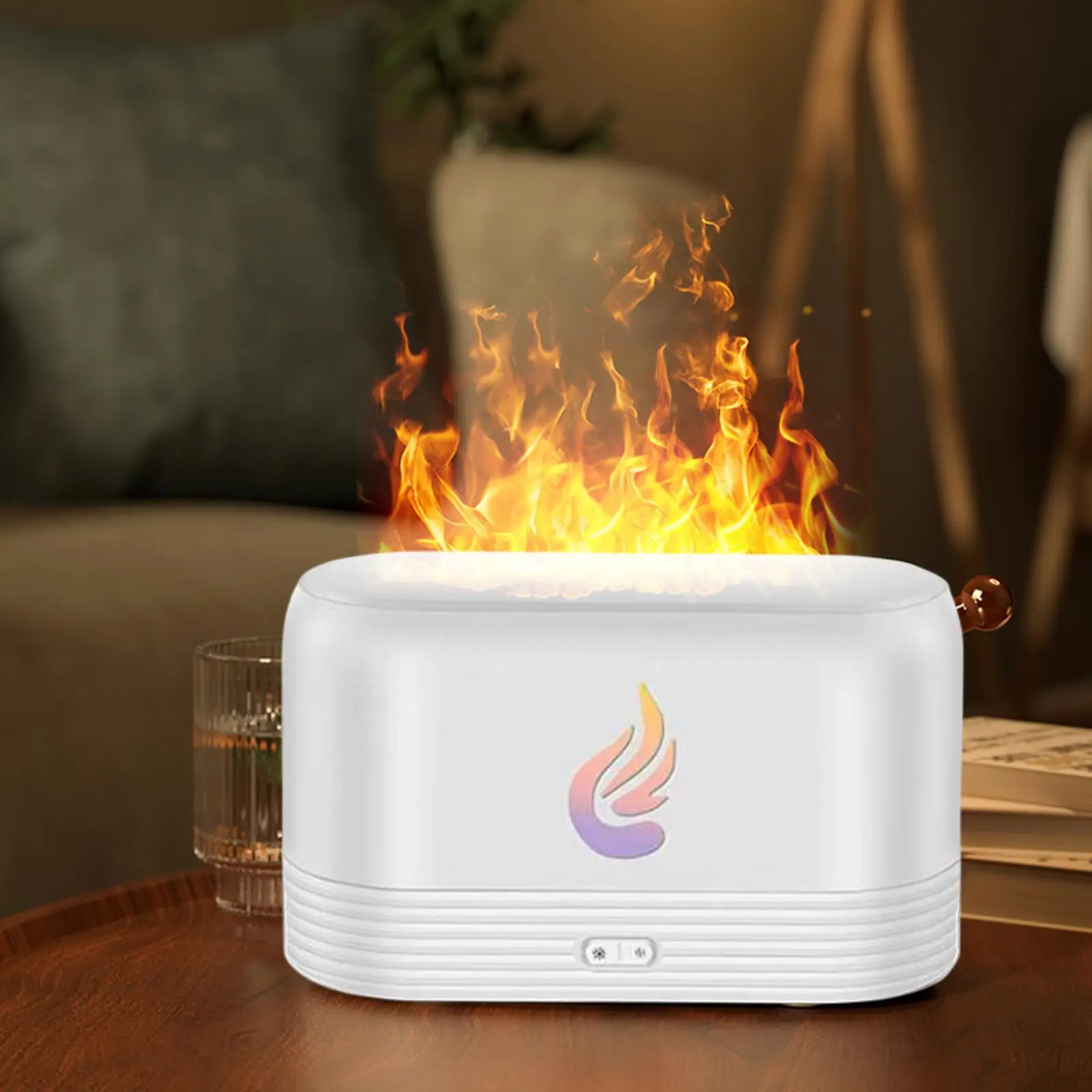 

180ml Air Humidifier Essential Silent with Realistic Flame for Baby Room Car Home Desktop Dorm , White