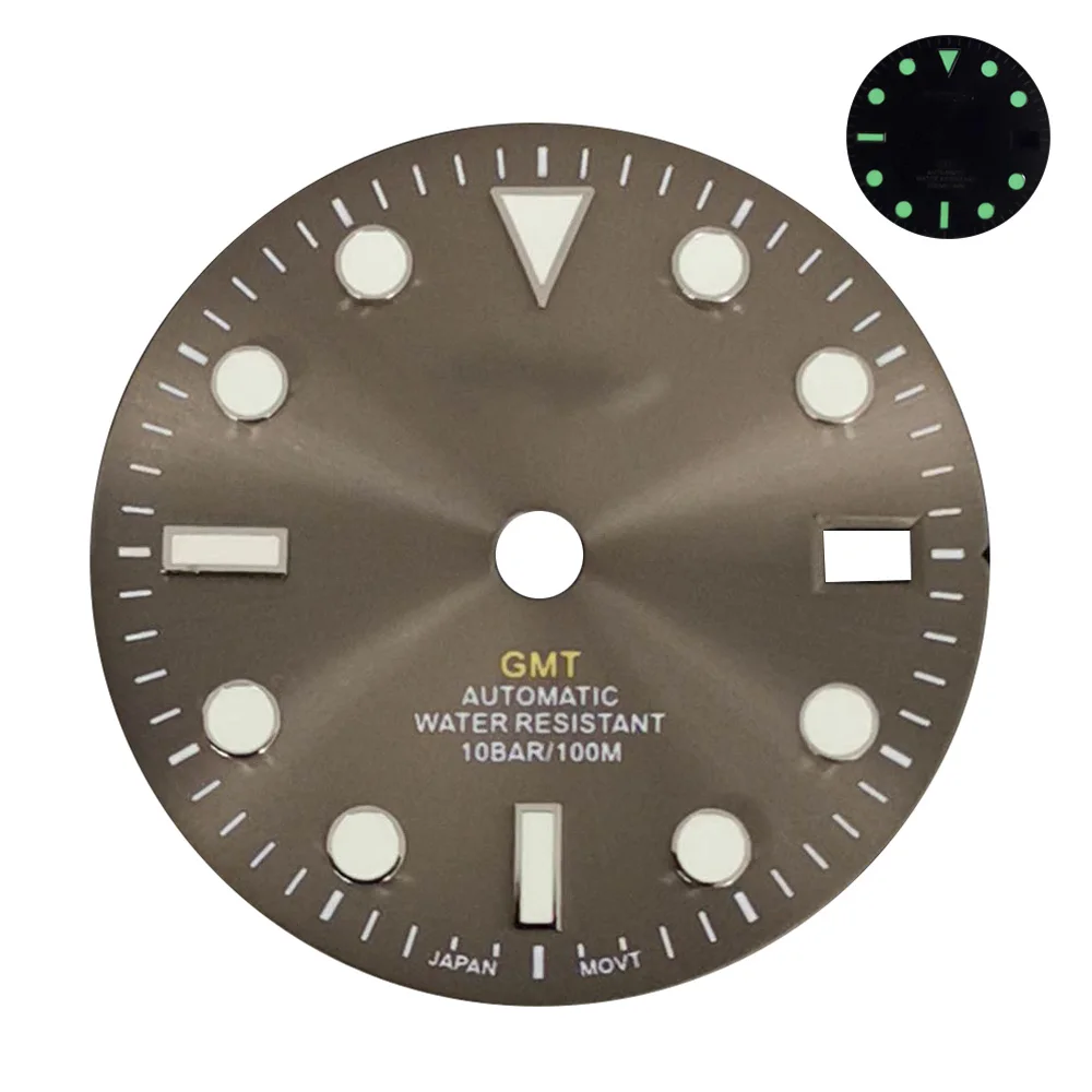 

28.5/29mmGMT four needle gray Sunburst dial suitable for NH34 movement S dial watch accessories
