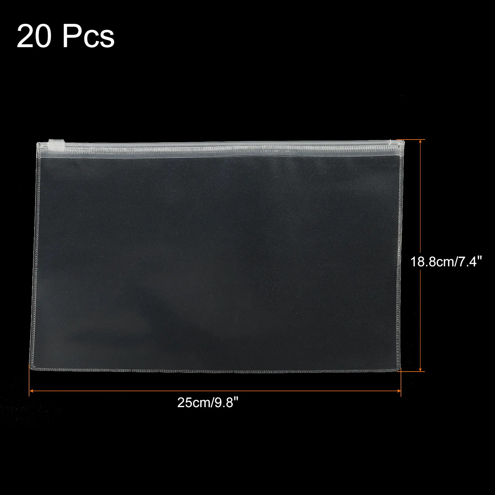 20Pcs A4/A5/B5 Stationery Storage Folder Plastic Waterproof Zipper Transparent Edge Bags Zipper File Bags Document Pencil Pouch