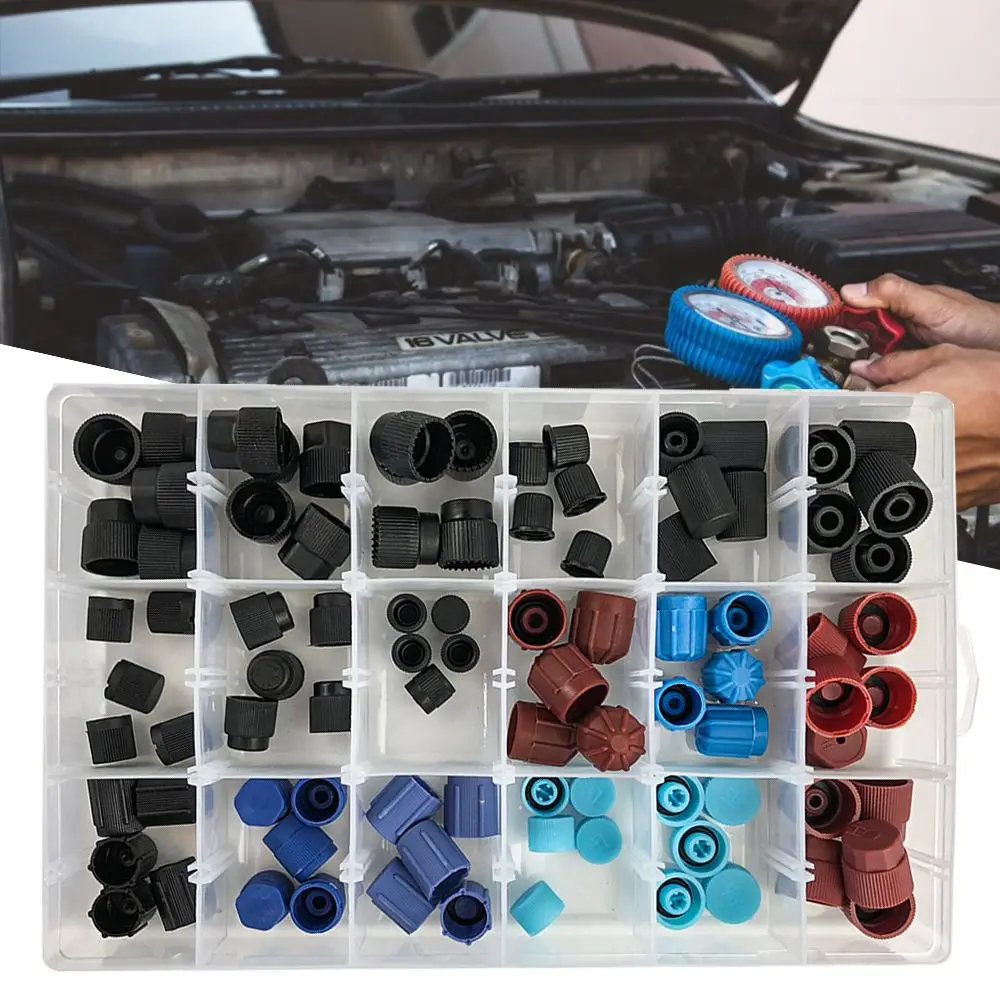 

Cap Set R134a R12 Durable Air Conditioning Valve Core Cap for Car Air Conditioning Dust Cap Valve Core Dust Caps Set