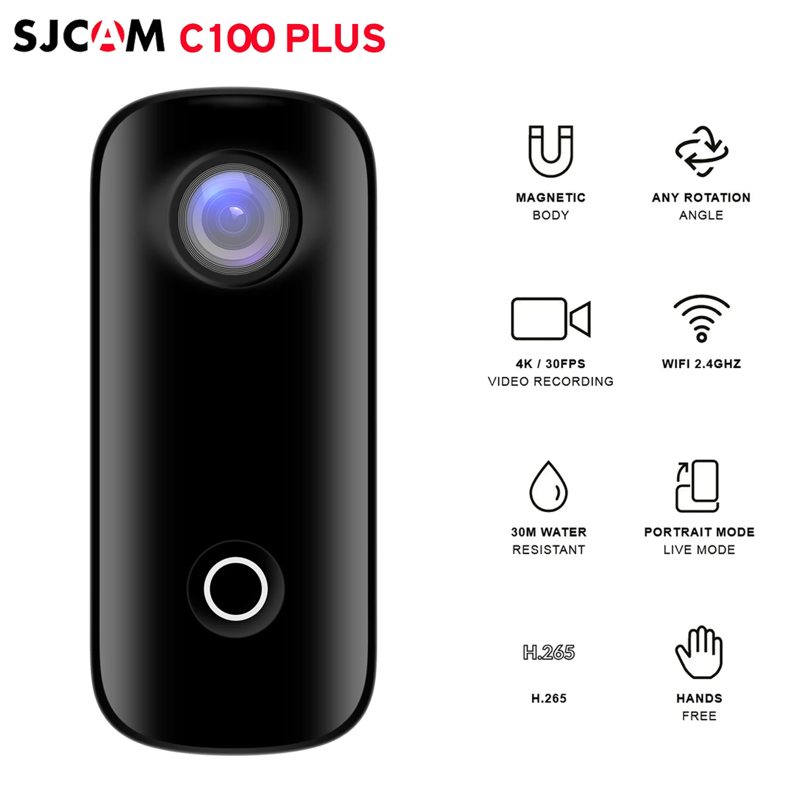 Экшн-камера SJCAM C100 Plus компактная Водонепроницаемая с поддержкой Wi-Fi и управлением