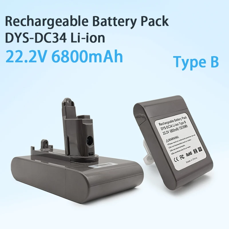 

Suitable For Original Dyson DC31 DC34 DC35 DC44 DC45 DC46 DC55 DC56 D57 Vacuum Cleaner 6800 MAh (Type B) Charging Tool Battery.