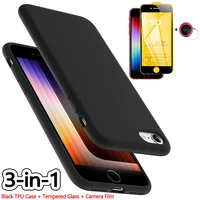 3 in 1 matte case glass for iphone se3 2022 soft tpu phone cases iphone 13 pro max apple iphone13 mini cover iphone se 3 case