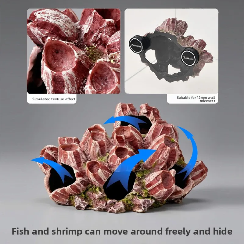 Фото Магнитная плавающая пещера VASTOCEAN для рифового аквариума, подвесное убежище-скала для рыб и креветок, декор 2-в-1: подставка для фрагментов и укрытие №3
