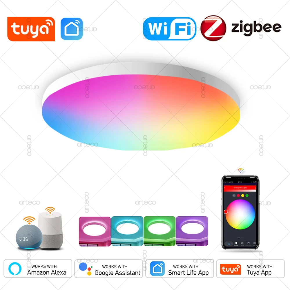 Умный потолочный светильник Zigbee Tuya Wi-Fi Led Lights 24 Вт RGB с регулируемой яркостью Smartlife