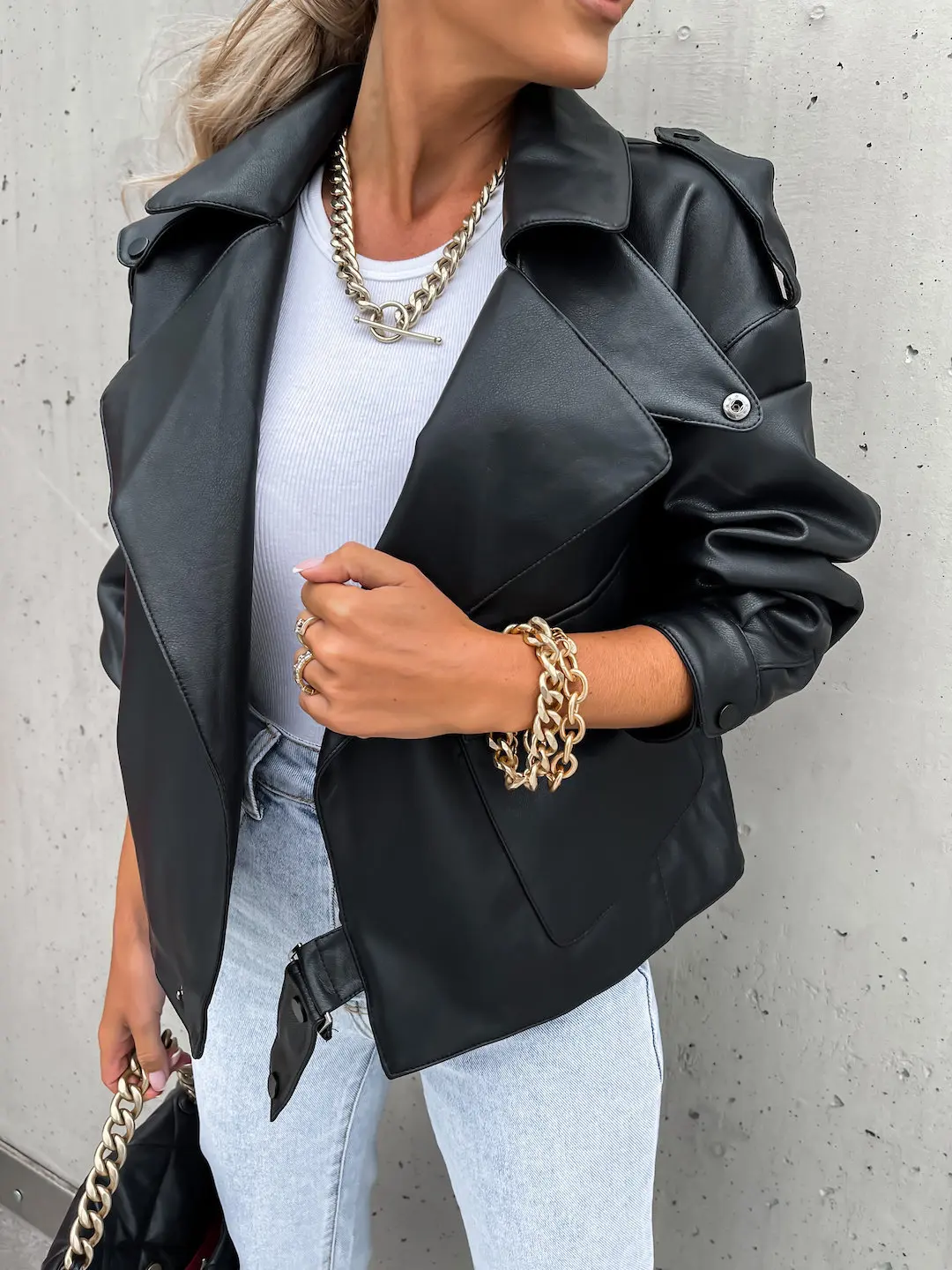 2021 Women's Autumn  Winter PU Leather Coat Jacket Loose Women Leather Jackets Autumn Clothes Women  Zipper  Belt Khaki