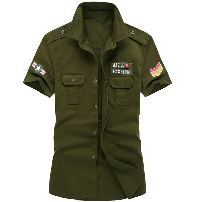 

Рубашка мужская в стиле милитари, хлопок, короткий рукав, облегающий силуэт, дышащая армейская блуза-карго, тактическая одежда, повседневная одежда на лето