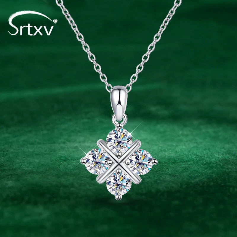 

1.2CTTW Real Moissanite Cross Pendant Necklace for Women S925 Sterling Silver Classic Chain Wedding Party Birthday Gifts Jewelry