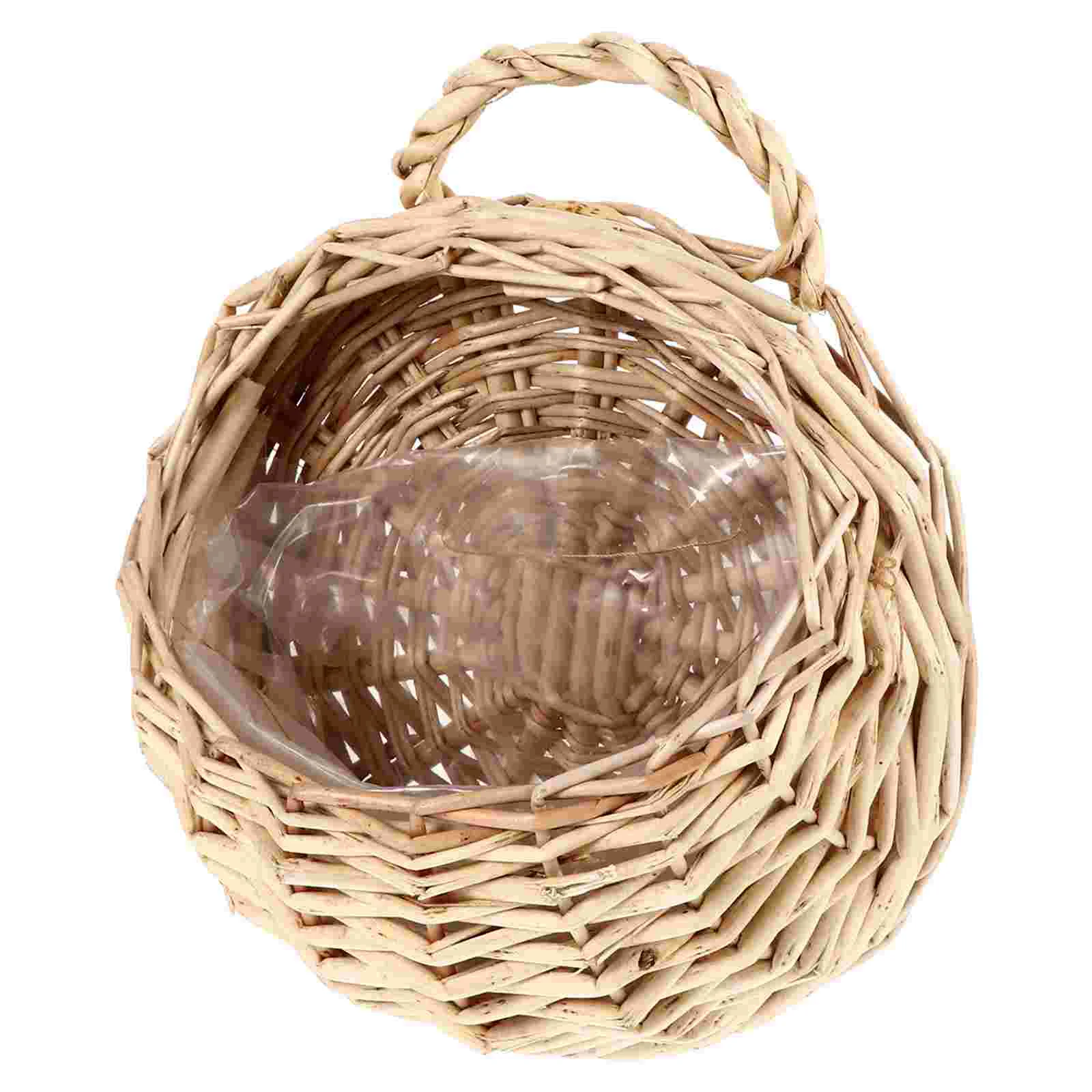 

Hangingbasket Woven Planter Wall Pot Flower Baskets Rattan Seagrass Holders Storage Wicker Mounted Planters Holder Wooden Garden