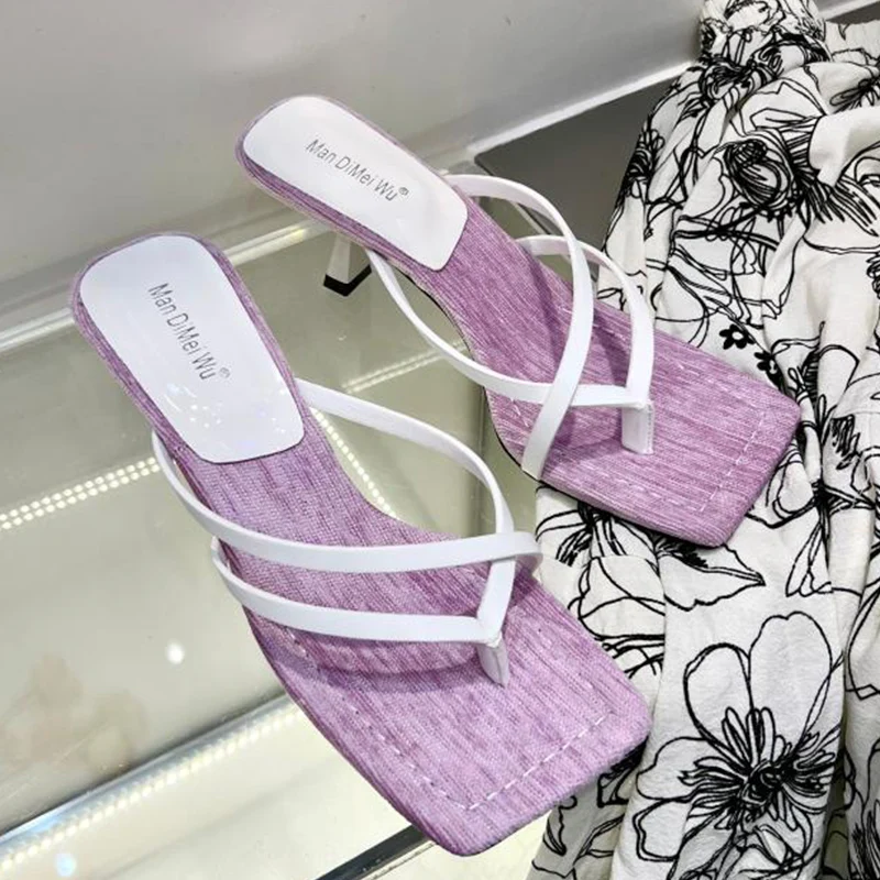 

Сандалии женские на высоком каблуке, модные тапочки, туфли-лодочки, пикантная обувь на квадратном каблуке, шлепанцы, сланцы, лето 2022