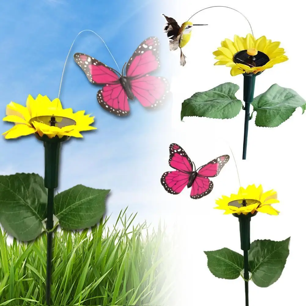 

Garden Decoration Solar Powered Dancing Fluttering Yard Garden Bird Humming Flying Home Outdoor Butterflies Decoration Farm J5O5