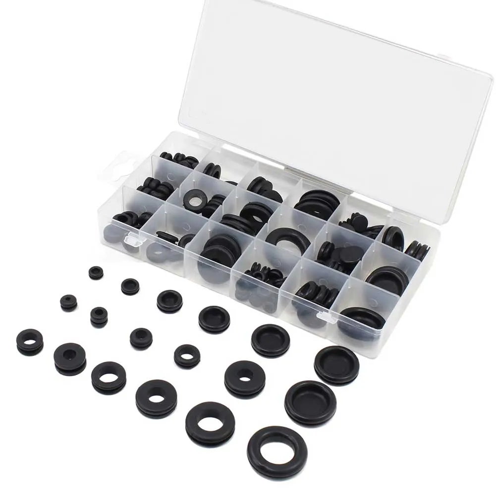 

125pcs Sealing Electrical 18 Sizes Cables Gasket Ring Set Grommet Kit Tool Rubber Conductor Assortment Protect Wire Waterproof