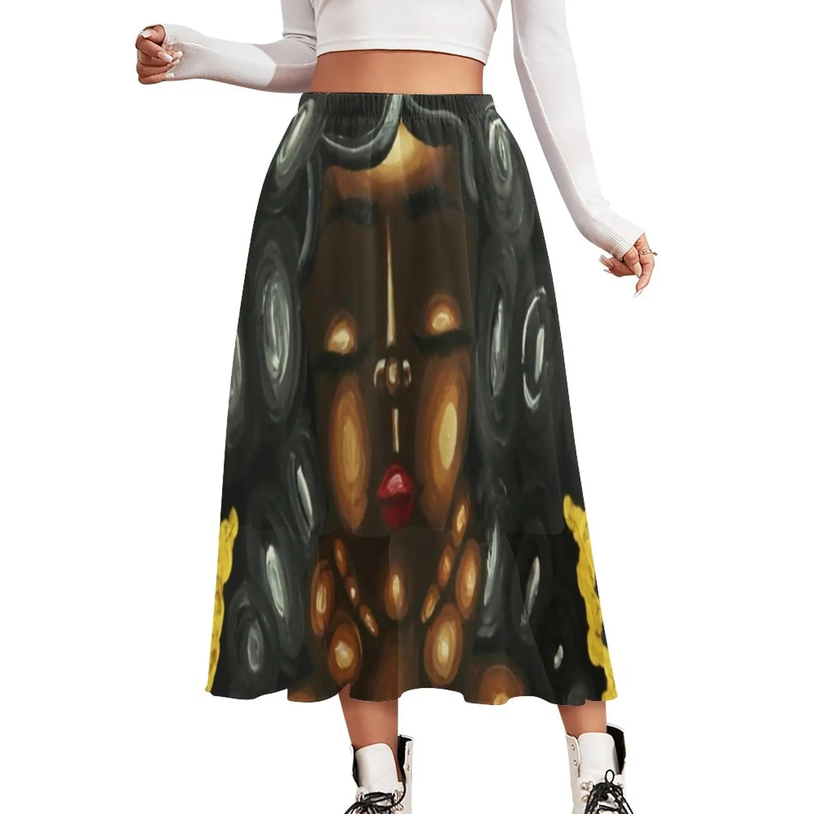 

African Woman Skirt Female Aliya Michelle Modern Boho Skirts Graphic Elastic Waist Korean Fashion Casual Skirt Big Size 3XL 3XL