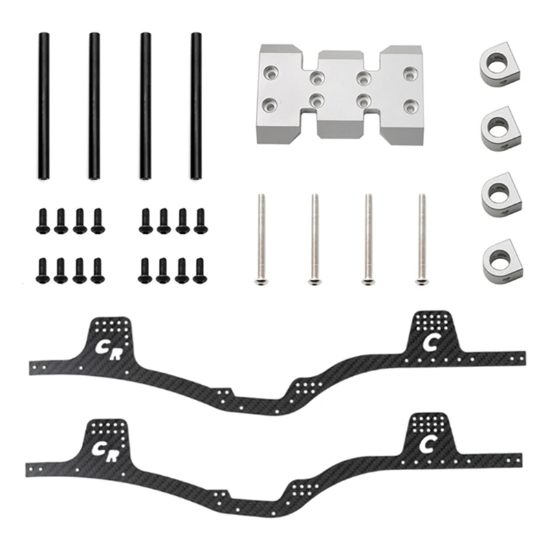 

LCG Carbon Fiber Chassis Kit Frame Rail Skid Plate Body Post Mount For Axial SCX10 1/10 RC Crawler Car Parts