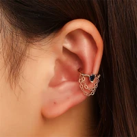 no ear hole chain ear clip fashion personality copper inlaid zircon c shaped ear bone clip one piece cold wind ear jewelry