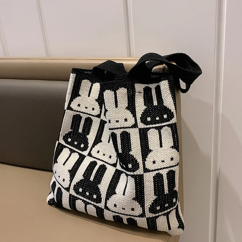 

Женские повседневные сумки, сумка, Модная вязаная сумка через плечо в японском стиле, милая мультяшная кавайная сумка, простая вместительная сумка для покупок