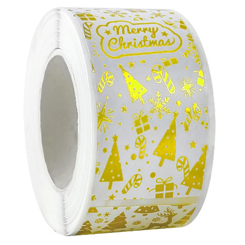 

60-120pcs Rectangle Merry Christmas Bronzing Stickers Pegatinas Navidad Noel Adesivos Natale Scrapbooking for Closing Sticker