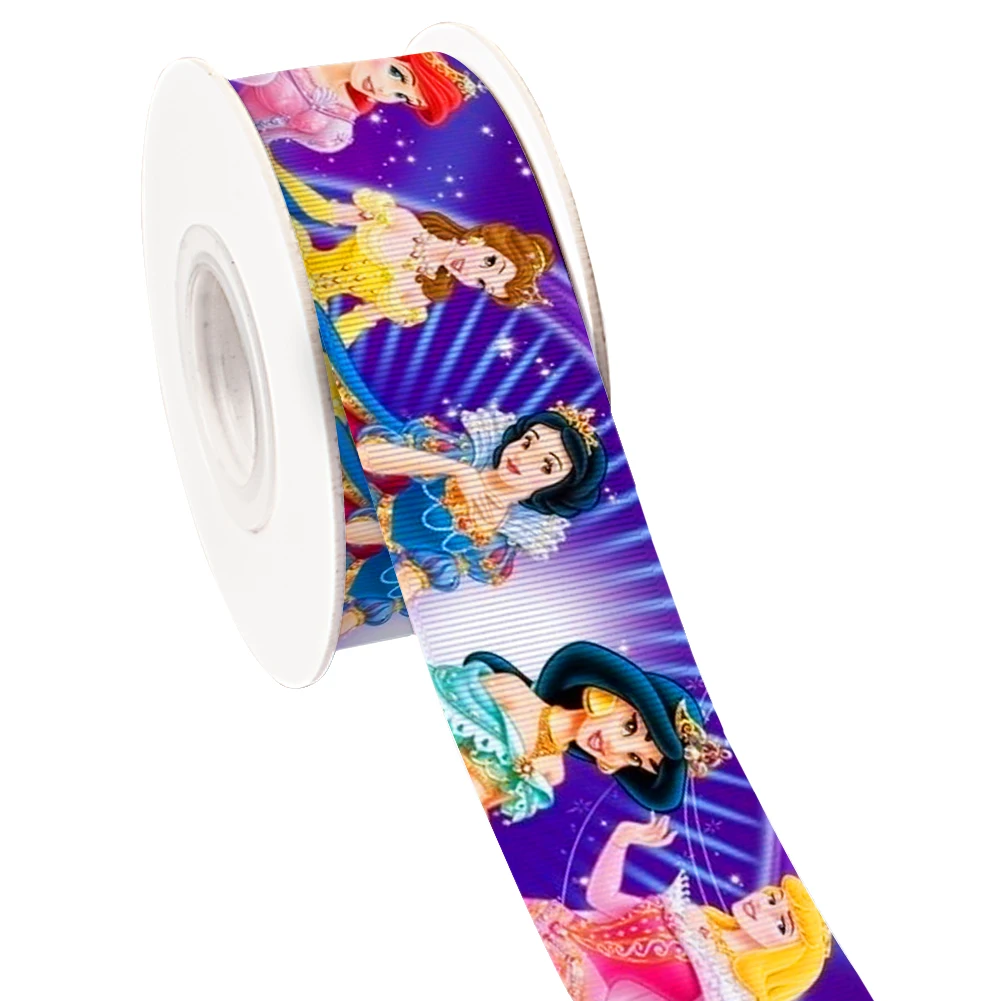 

10 Yards Satin Ribbon Beautiful Disney Princess Rapunzel Belle Grosgrain Ribbon for Gift Belt Flower Packaging Wedding Decorate