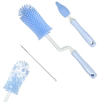silicone milk bottle brush 360 degree long handle cup brush handheld soft head bottle cleaner household cleaning brushes