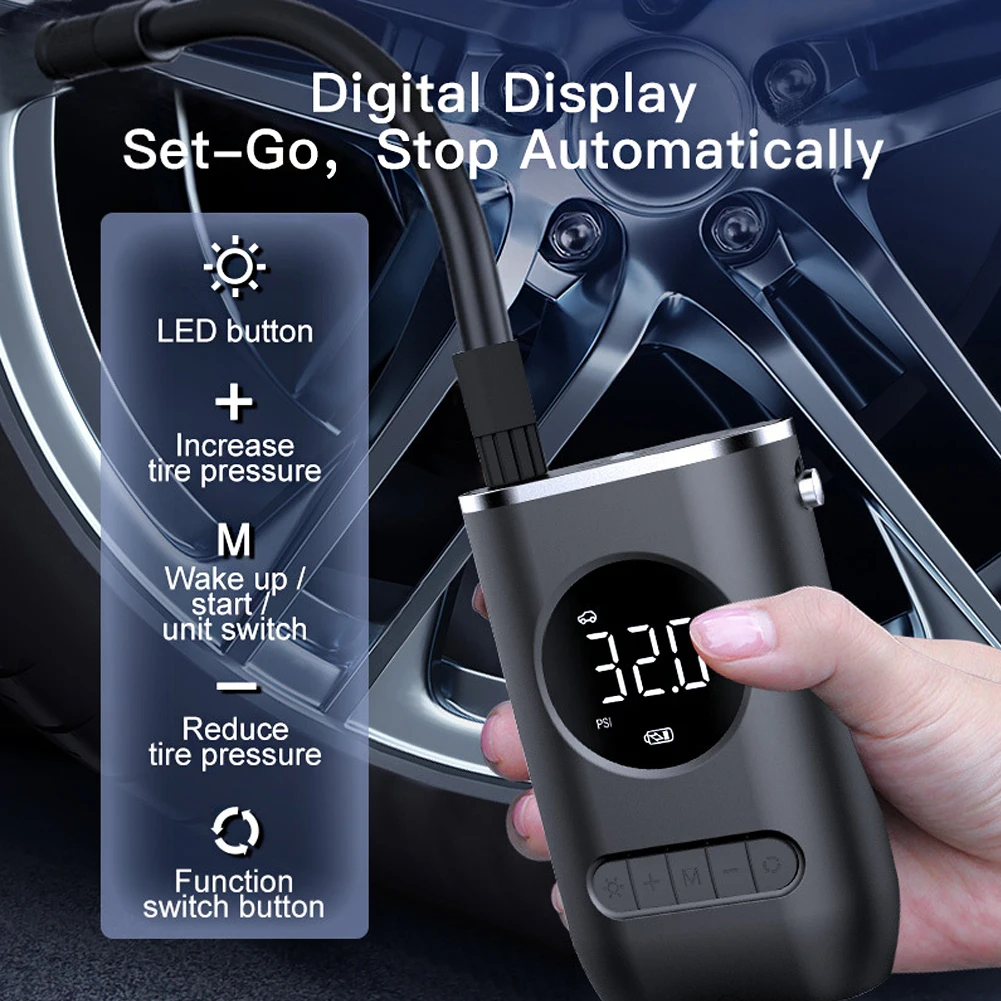 

Car Air Compressor Car Tyre Inflator Motorcycle Bicyle Tire Inflatable Digital Mini Portable Electric Auto Pump For Bike Ball