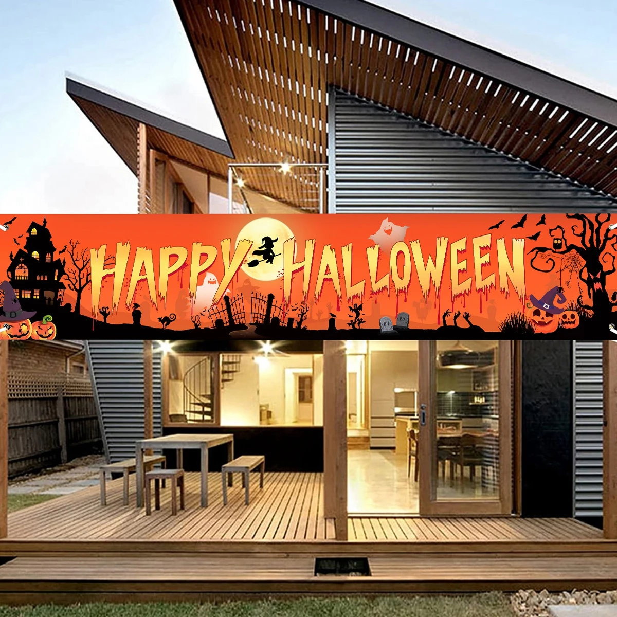 Happy Halloween Banner Party Favors Decorations For Home 2024 Trick or Treat Supplies