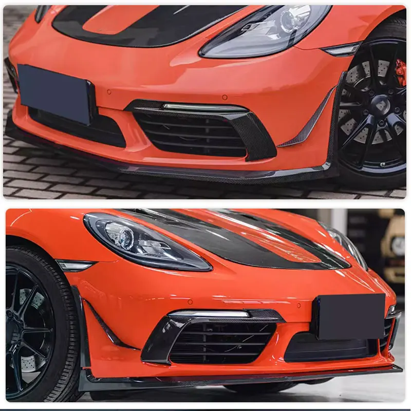Автомобильный передний бампер Canards Prepreg Dry Carbon для Porsche 718 Boxster Cayman 982 2016-2021 гоночные