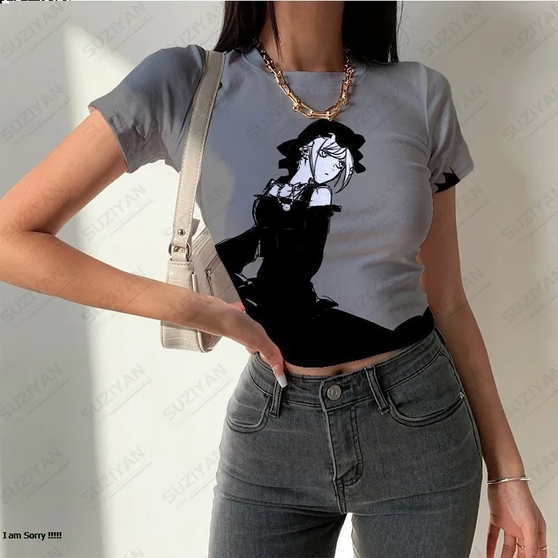 

Summer Hot Selling Women's Short Sleeve Round Neck T-shirt Sexy 3D Printing Temperament Retro Tight Fit Women's Short Sleeve Top