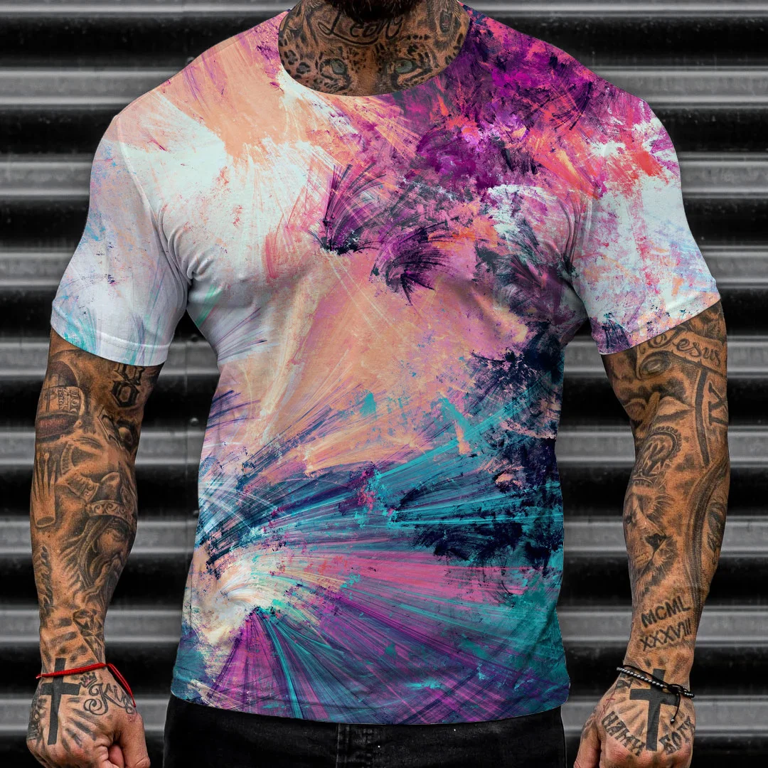 

New Casual Men's T-Shirt Summer Male Sports Clothing Tops 3d Printing Short Sleeve Tee Oversized Man O-Neck Everyday Tshirts 6xl