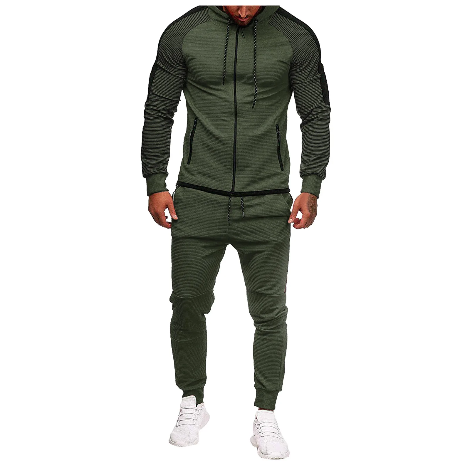 

Костюм мужской из двух предметов, модные повседневные однотонные брюки с карманами и длинным рукавом, двубортный, Осень-зима