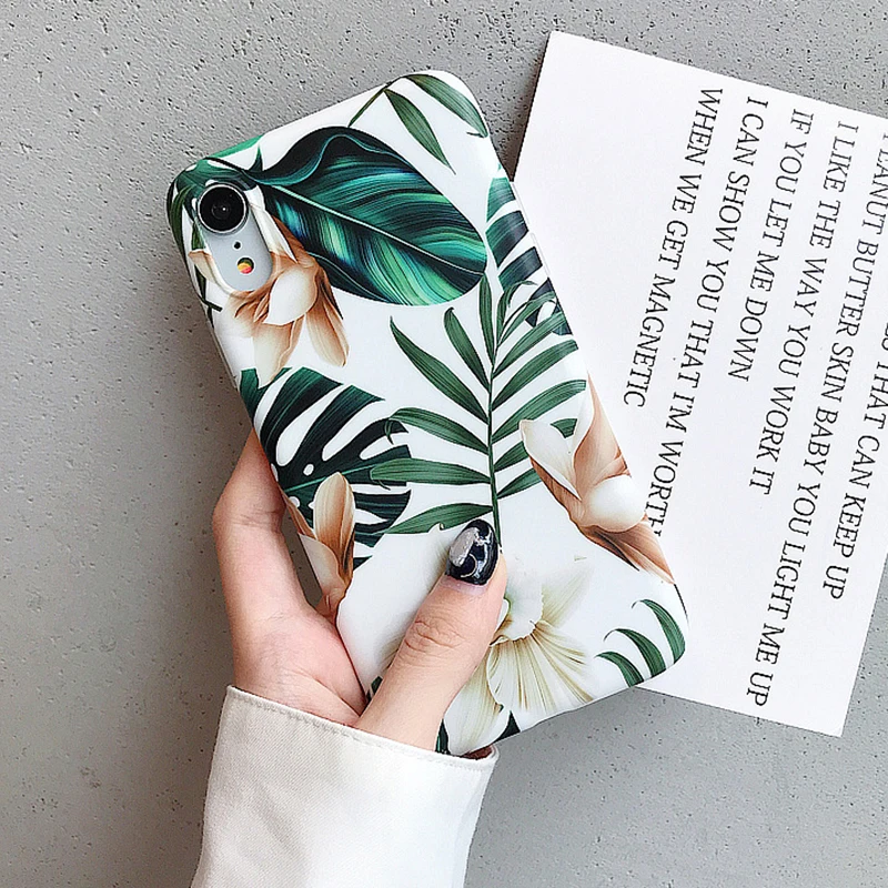 

Hot Art Flowers Banana Leaf Phone Case For iPhone 13 11 12 Pro Max XR XS Max 7 8 Plus X 12 Mini Soft IMD Phone Back Cover Cases