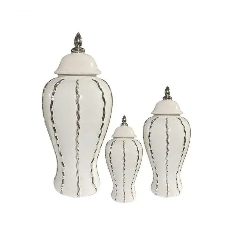 Керамические горшки для хранения разных размеров с серебряным покрытием