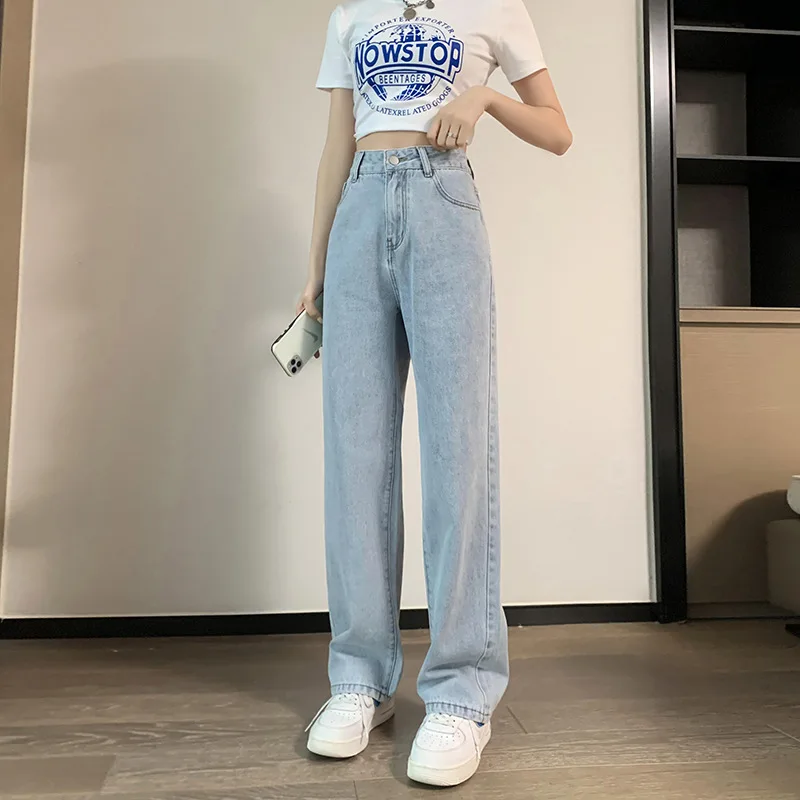 

Women Jeans High Waist 2023 Spring Summer Fashion Streetwear Straight Wide Leg Pants Loose Casual Female Denim Trousers