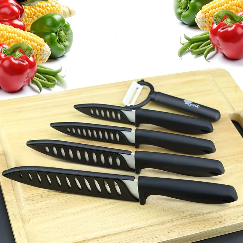 

Ceramic Knife 3 4 5 + 6 Inch Kitchen Serrated Bread Set 5Pcs Slicer Vegetable Peeler White Zirconia Blade Multi-color Handle
