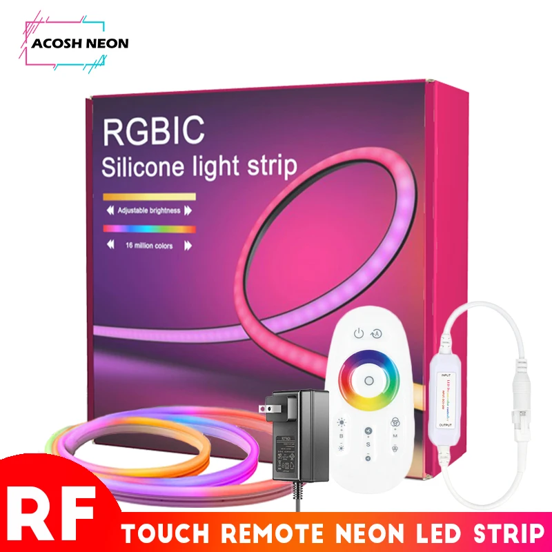 5M RF Remote Neon Rope Light RGB-IC Dreamcolor Rope Lights Color Changing Flex Led Neon-Rope Light for Living Gaming Room Décor