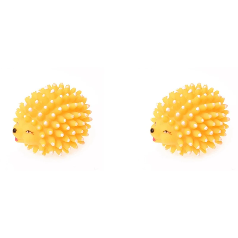 

2X Yellow Vinyl Rubber Hedgehog Shaped Squeaky Chew Toy For Pet Dog
