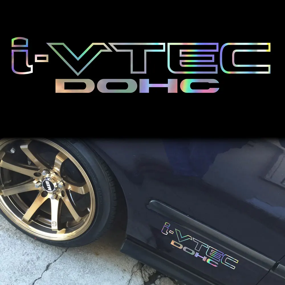 

Reflective Laser Car Sticker for I-vtec Dohc Honda Holographic Oil Slick Chome Windshield for JDM Mugen Decal Car Accessories