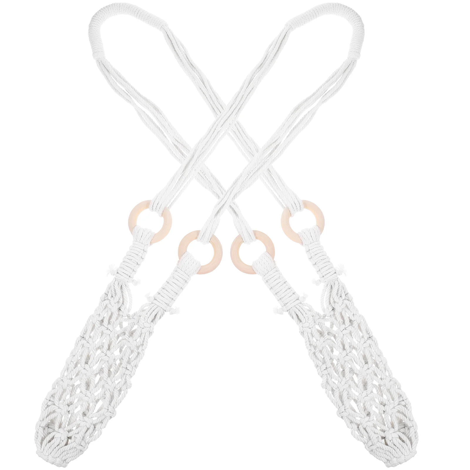 

2 Pcs Cotton Storage Bag Kitchen Hanging Basket Manual Bottle Holder Bags Woven