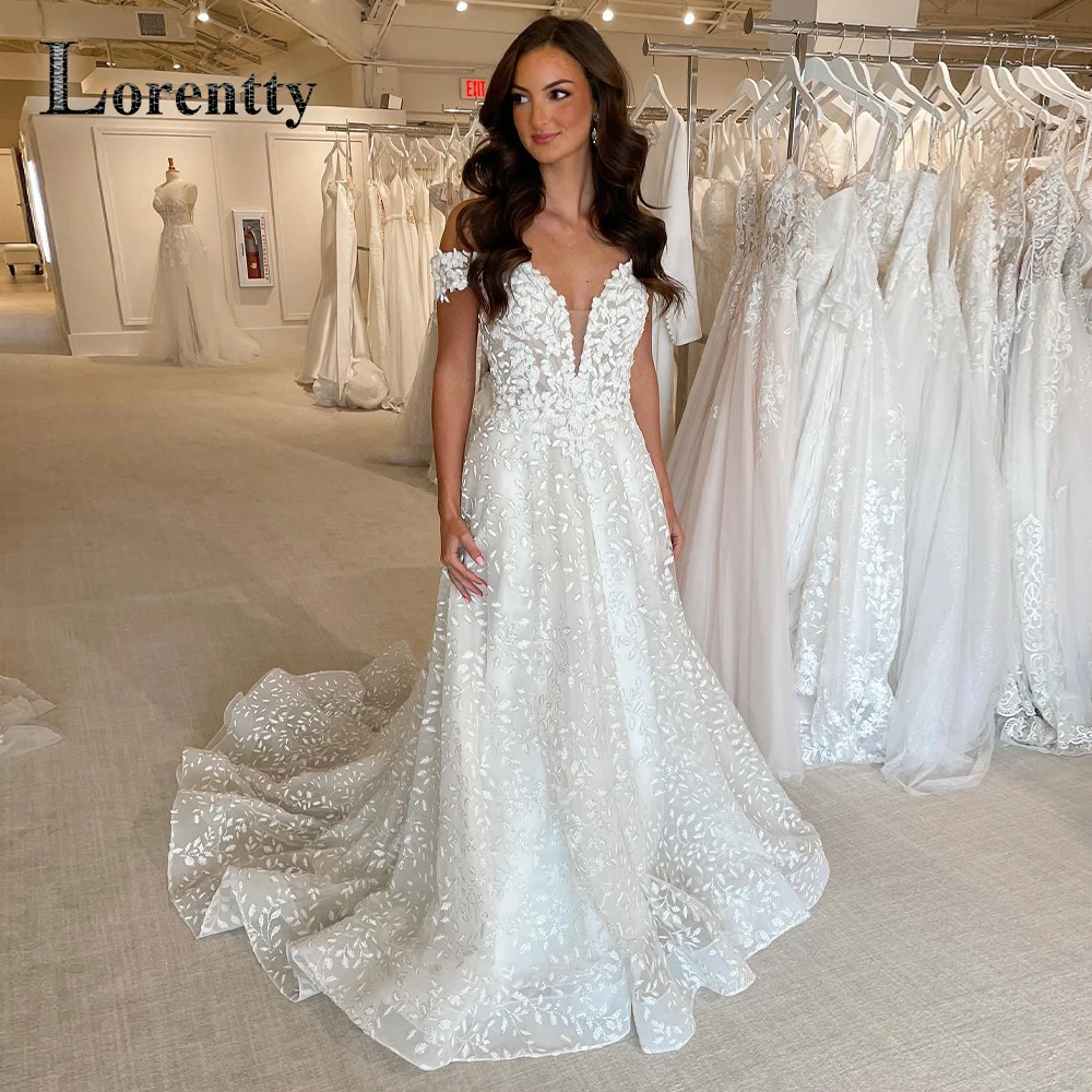 

Lorentty Fashion 2023 Wedding Dresses Off Shoulder Sweetheart For Women Bride A-LINE Appliques Vestidos De Novia Custom Made