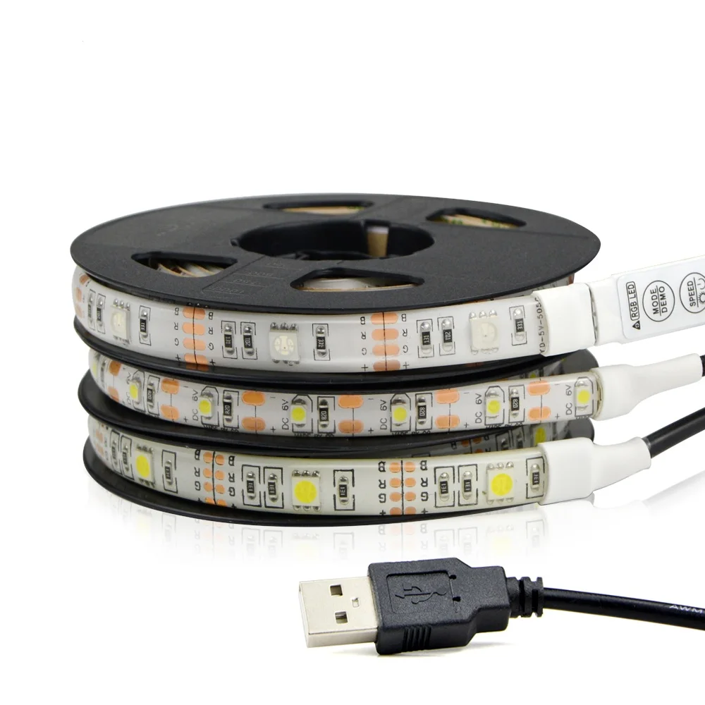 

Светодиодная лента, 5 в постоянного тока, USB, 5050/2835, Рождественская Декоративная гирлянда, самоклеящаяся лента низкой мощности для подсветки ...