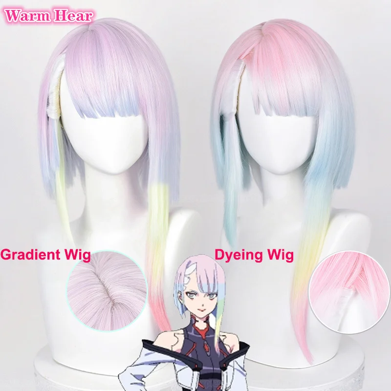 

45cm Lucy Cosplay Wig Anime Cyberpunk Edgerunners Cosplay Lucyna Kushinada Multicolor Gradient Hair Heat Resistant Rebecca Wigs