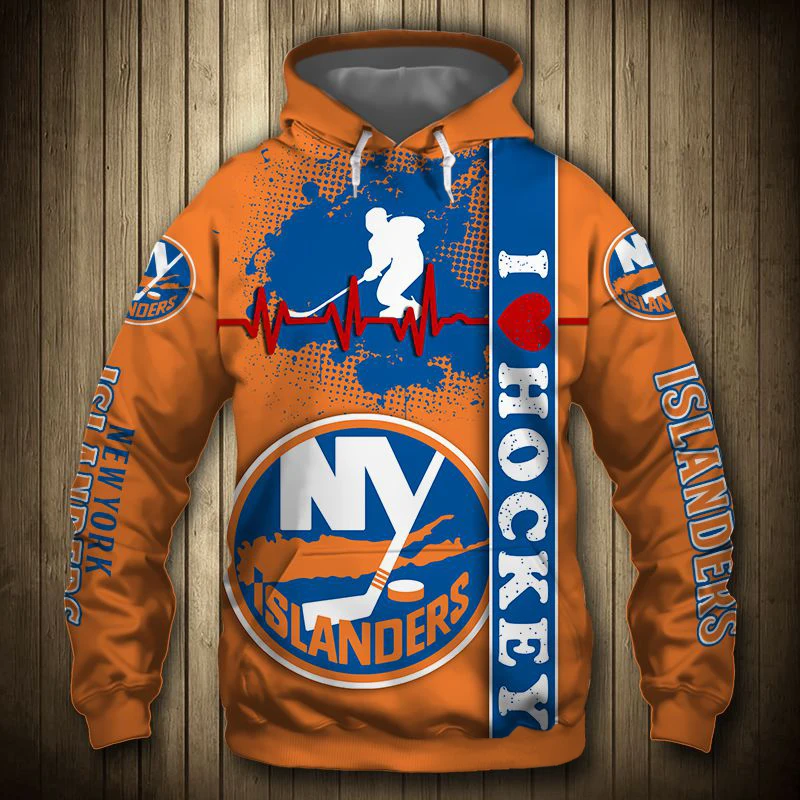 

New York men's Fashion 3D Hoodie Red Beating Curve Silhouette Character Letter M Print Islanders Cool Outdoor Sweatshirts