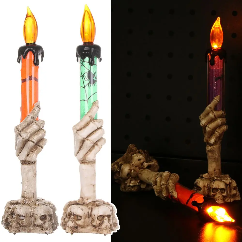 

Gift Party Supplies Pranky Props Festival Decoration Ghost Holding Candle Skull Stand Skeletal Hand LED Lamp