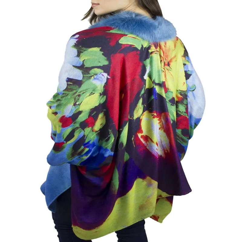 

Adult Women`s Floral So Soft Wrap with Faux Mink Fur Trim