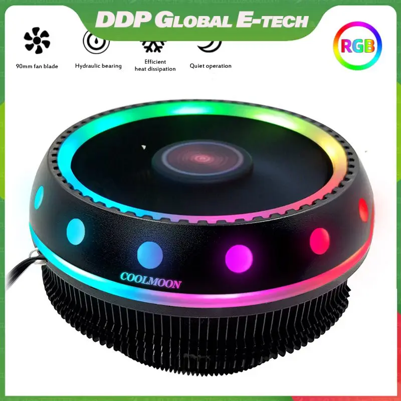 

Light-emitting Radiator Cooler 3pin Interface Universal Cooling Fan Mute Rgb Cpu Fan For Amd Intel Color-changing 7 Blades