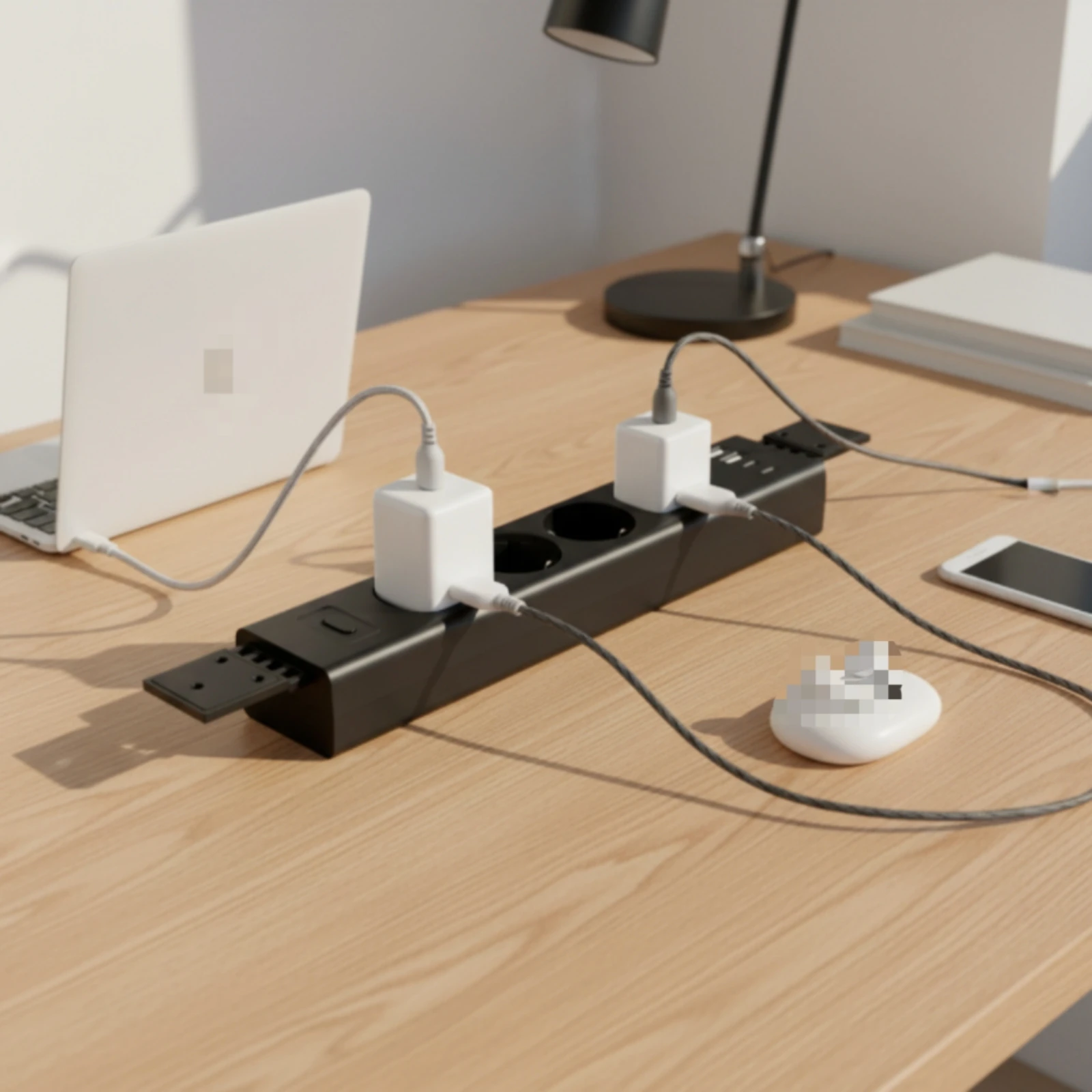Фото Ультратонкая розетка-удлинитель под стол с USB-портами для удаленной работы и офиса, экономит пространство, безопасна №3
