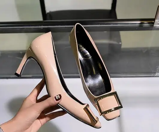 

Женские туфли на высоком каблуке Moraima, туфли-лодочки с квадратным носком, без застежки, на массивном каблуке, свадебные туфли, цвет черный/те...