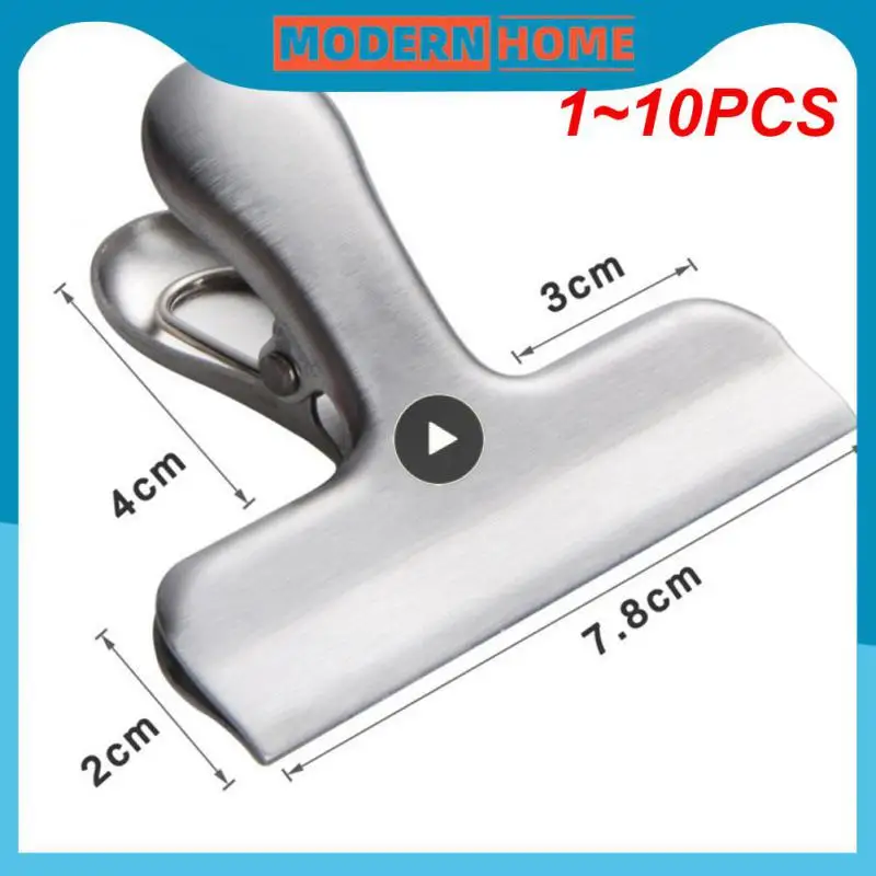 

1~10PCS Food Storage Sealing Clip Stainless Steel Chip Bag Clips Kitchen Food Clip Binder Clip Office Supplies