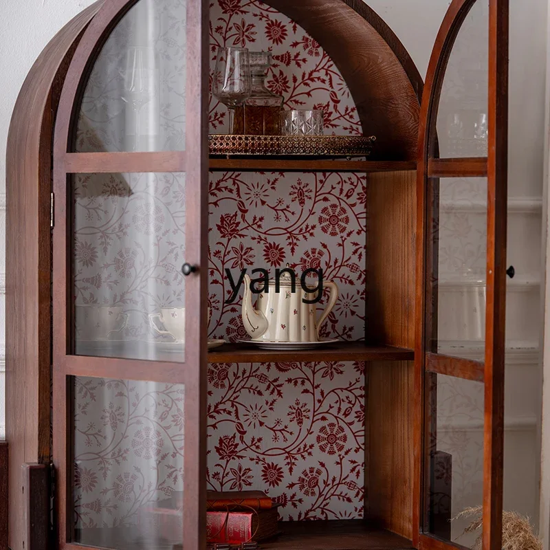 LH ретро винный шкаф со стеклянной дверью из массива дерева у настенного шкафа